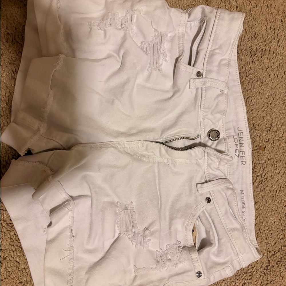 Jennifer Lopez White Ripped Shorts